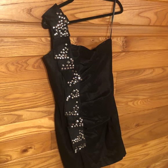 Black studded Jessica McClintock Mini Dress - Picture 2 of 6
